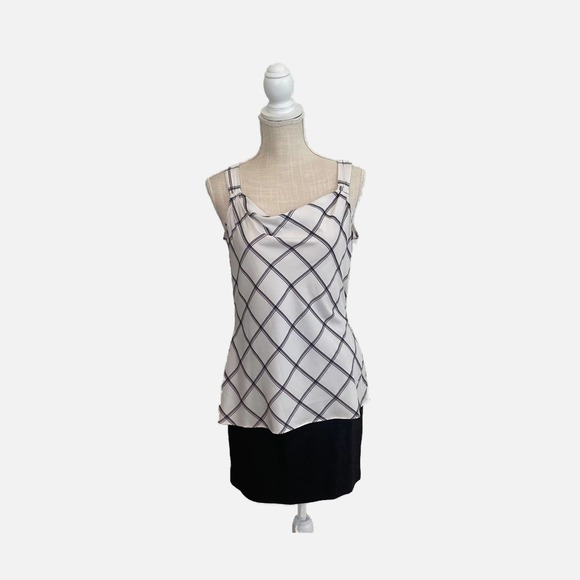 WHBM Black & White Lattice Cowl Neck Tank - Picture 2 of 4